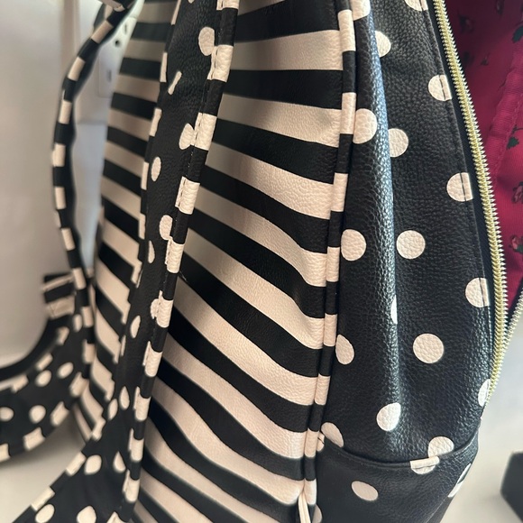 Betsy Johnson backpack with polkadots, stripes roses, and a large bow. NWOT - Picture 4 of 15